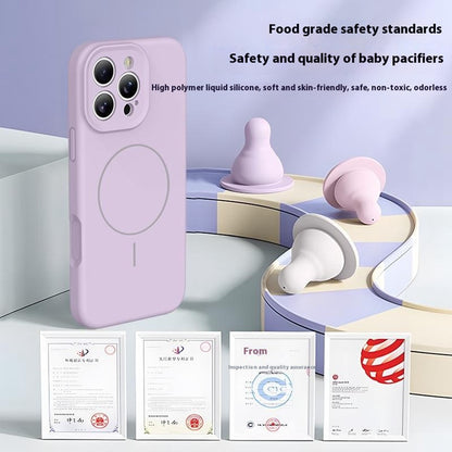 For iPhone 15 Pro Max Case Compatible with MagSafe Soft Skin-Touch Liquid Silicone + PC Phone Cover
