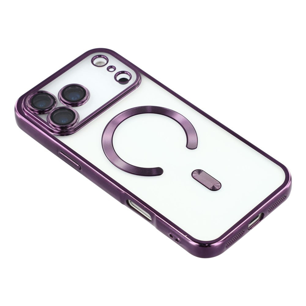For iPhone 17 Pro Max Magnetic Case CD Veins Glass Lens Guard TPU Phone Back Cover