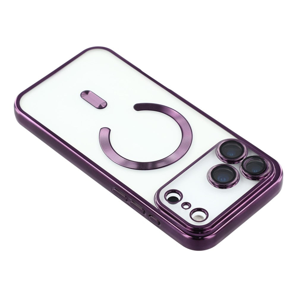For iPhone 17 Pro Max Magnetic Case CD Veins Glass Lens Guard TPU Phone Back Cover