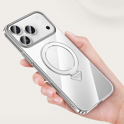 SULADA For iPhone 17 Pro Max Case Compatible with MagSafe Electroplated Foldable Kickstand Clear PC Phone Cover