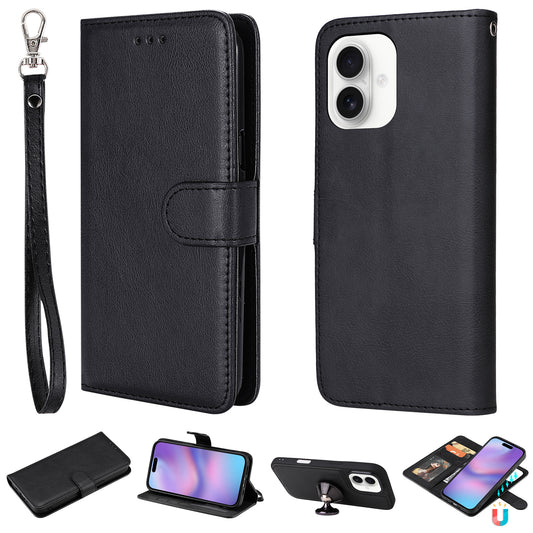 For iPhone 17 Case 2 in 1 Detachable Magnetic Leather Wallet Mobile Cover with Strap