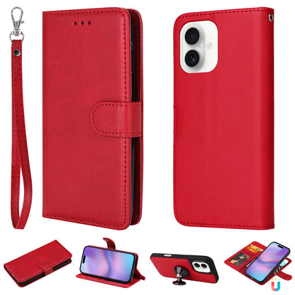 For iPhone 17 Case 2 in 1 Detachable Magnetic Leather Wallet Mobile Cover with Strap