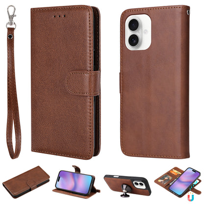 For iPhone 17 Case 2 in 1 Detachable Magnetic Leather Wallet Mobile Cover with Strap