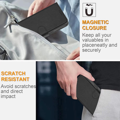 For iPhone 17 Pro Leather Case Solid Color Phone Cover with Wallet