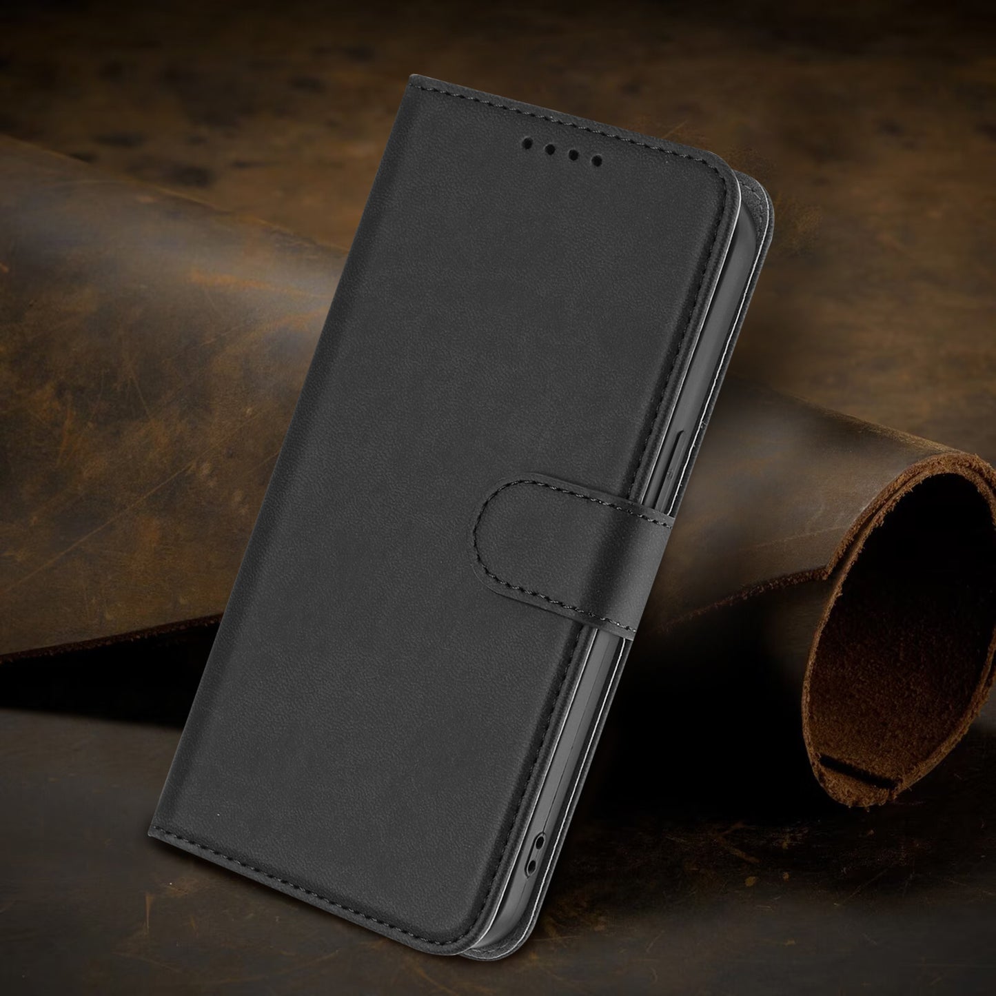 For iPhone 17 Pro Leather Case Solid Color Phone Cover with Wallet