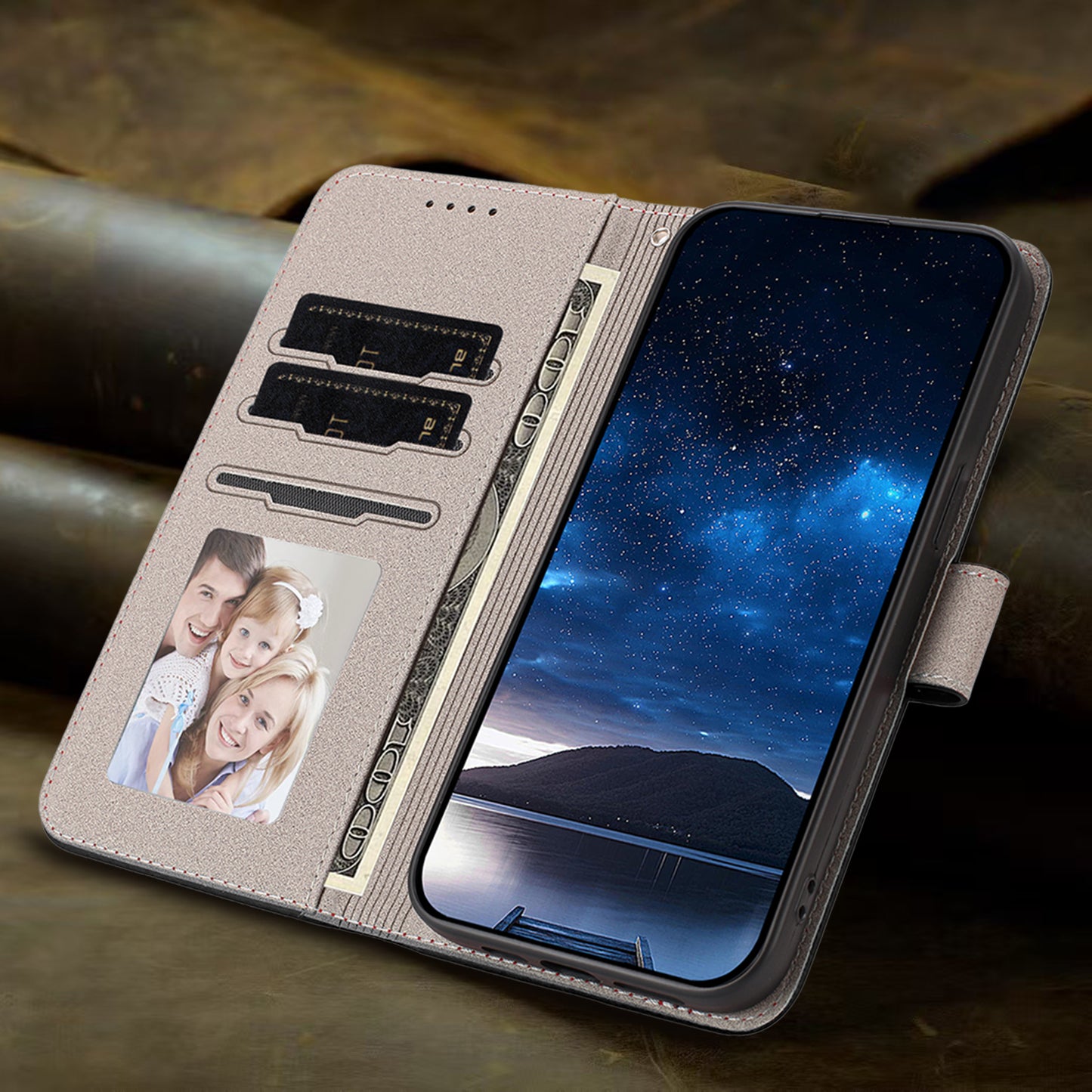 For iPhone 17 Pro Leather Case Solid Color Phone Cover with Wallet