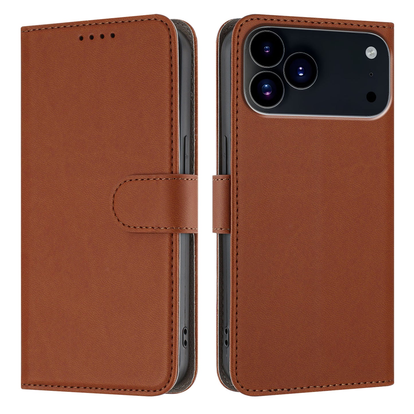 For iPhone 17 Pro Leather Case Solid Color Phone Cover with Wallet