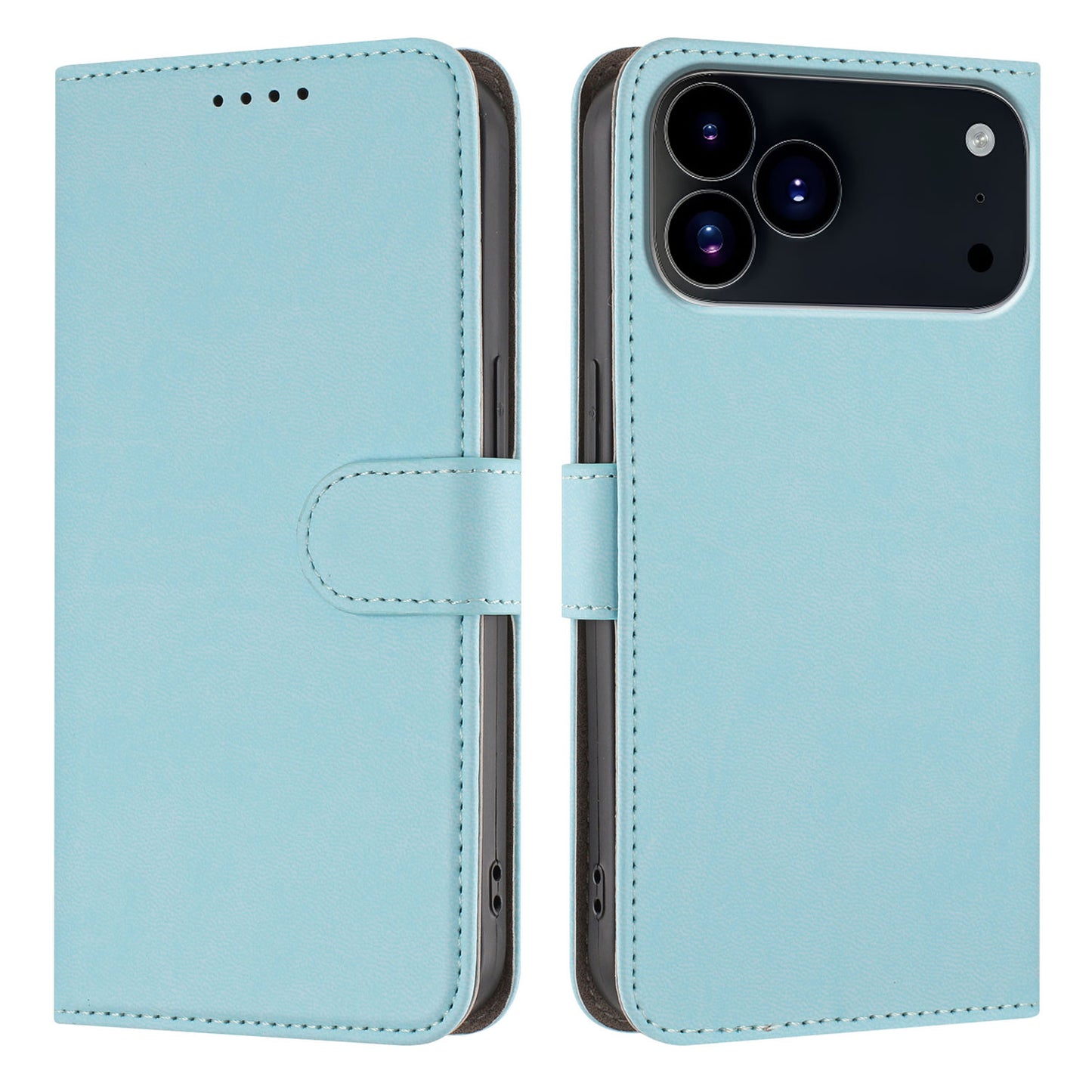 For iPhone 17 Pro Leather Case Solid Color Phone Cover with Wallet