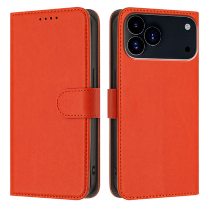 For iPhone 17 Pro Leather Case Solid Color Phone Cover with Wallet
