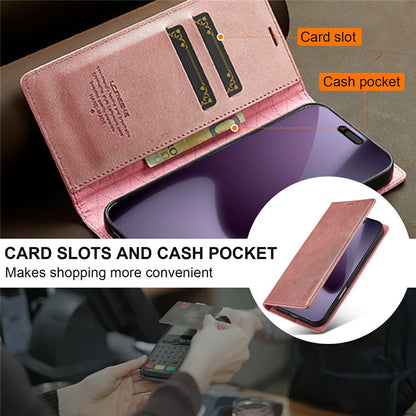 LC.IMEEKE For iPhone 17 Pro Case Wallet Microfiber Leather Phone Cover