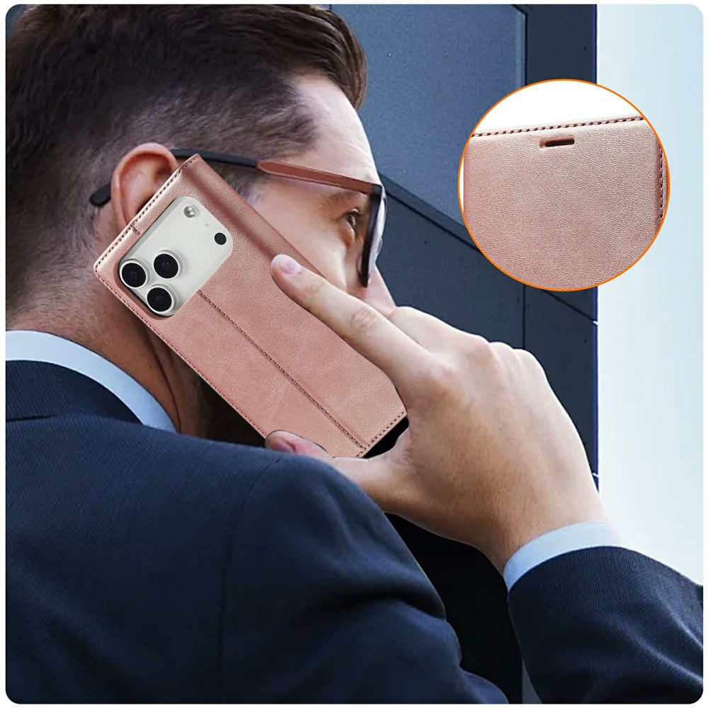 LC.IMEEKE For iPhone 17 Pro Case Wallet Microfiber Leather Phone Cover