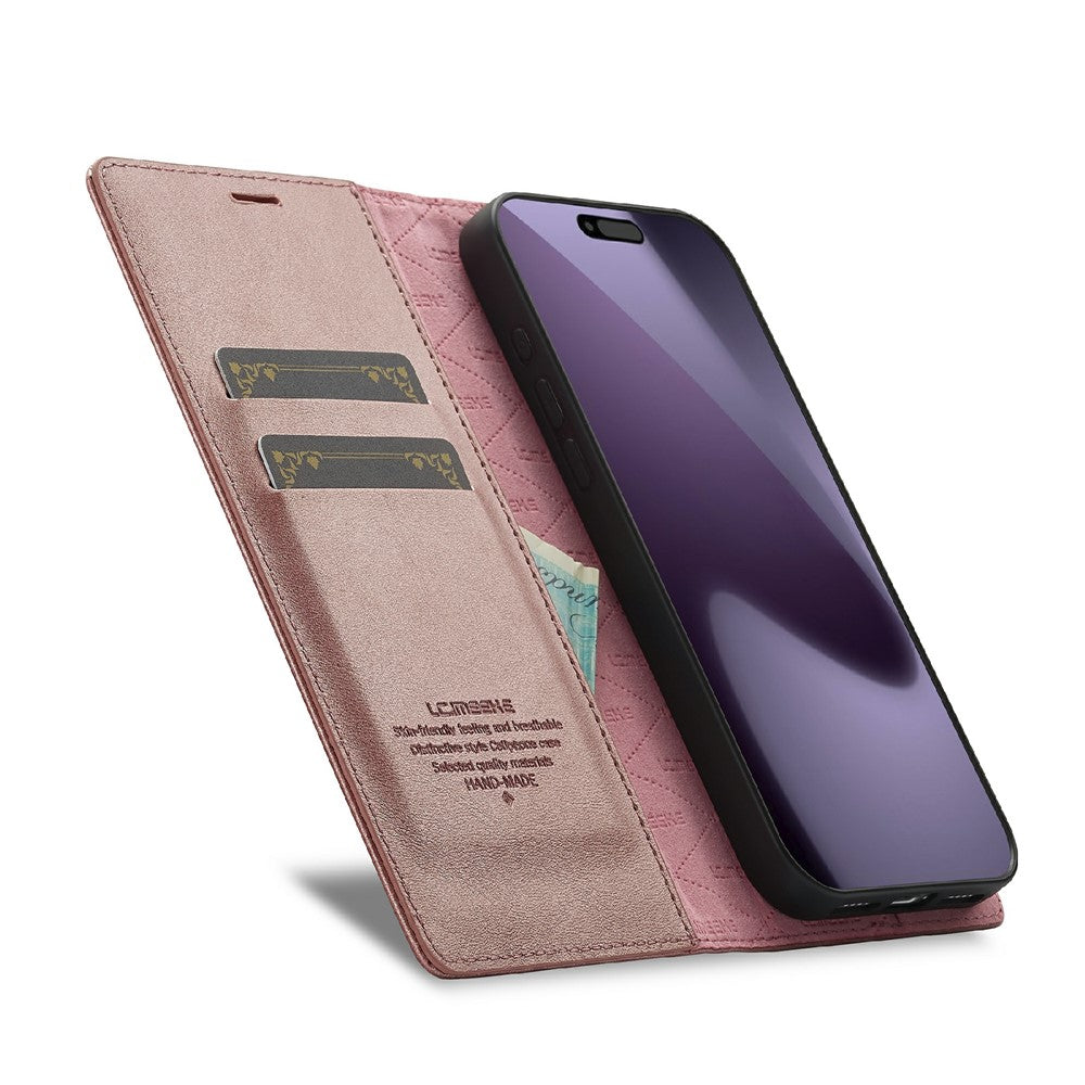 LC.IMEEKE For iPhone 17 Pro Case Wallet Microfiber Leather Phone Cover