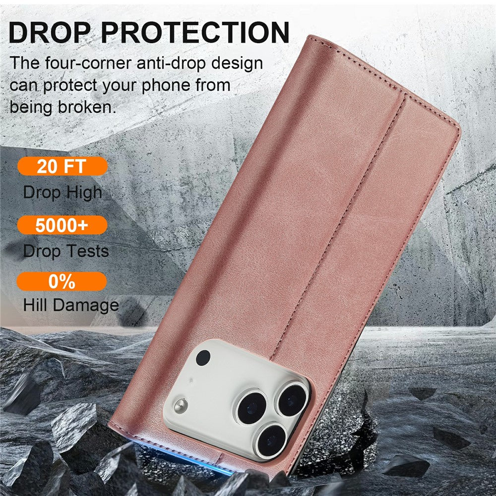 LC.IMEEKE For iPhone 17 Pro Case Wallet Microfiber Leather Phone Cover