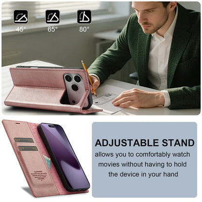 LC.IMEEKE For iPhone 17 Pro Case Wallet Microfiber Leather Phone Cover