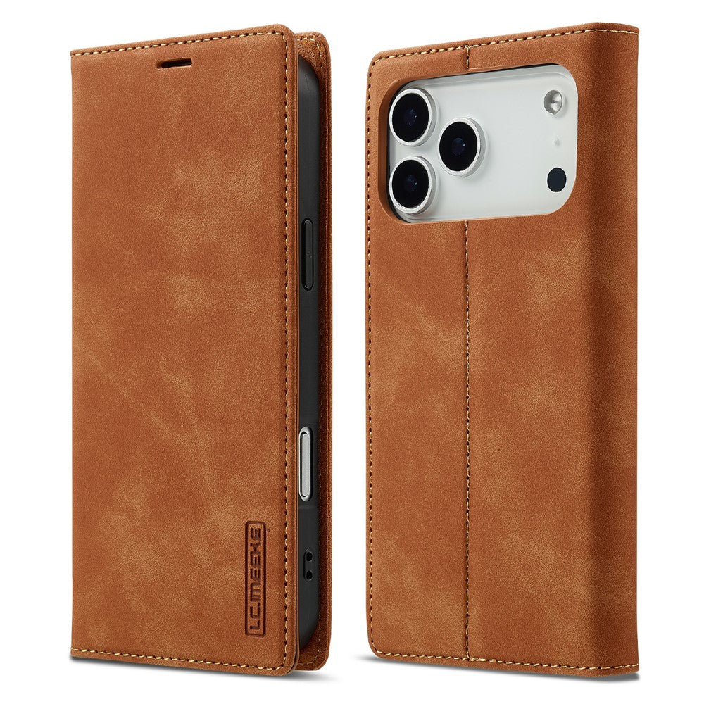 LC.IMEEKE For iPhone 17 Pro Case Wallet Microfiber Leather Phone Cover