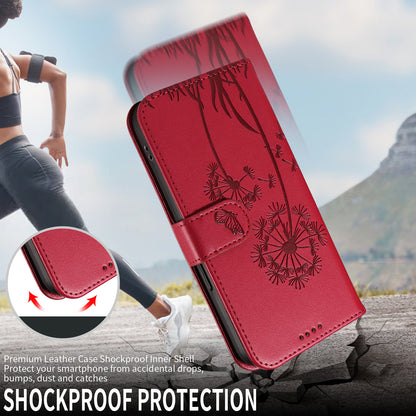 For iPhone 17e / 16e Leather Wallet Case with Strap Dandelion Imprint Phone Stand Cover