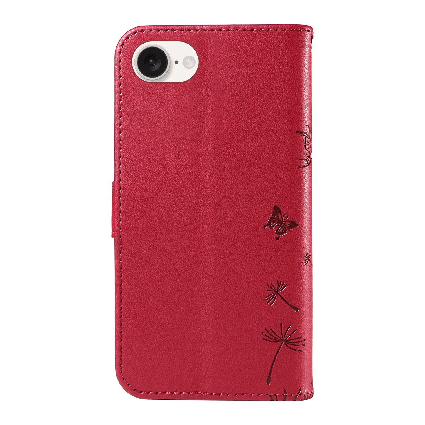 For iPhone 17e / 16e Leather Wallet Case with Strap Dandelion Imprint Phone Stand Cover