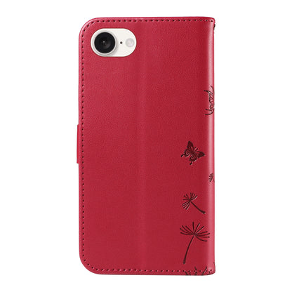 For iPhone 17e / 16e Leather Wallet Case with Strap Dandelion Imprint Phone Stand Cover