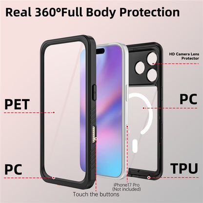 REDPEPPER FS / FM Series For iPhone 17 Pro Clear Case Compatible with MagSafe PC TPU PET IP68 Waterproof Phone Cover