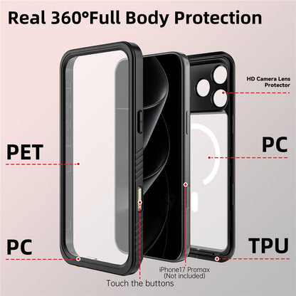 REDPEPPER FS / FM Series For iPhone 17 Pro Max Clear Case Compatible with MagSafe PC TPU PET IP68 Waterproof Phone Cover