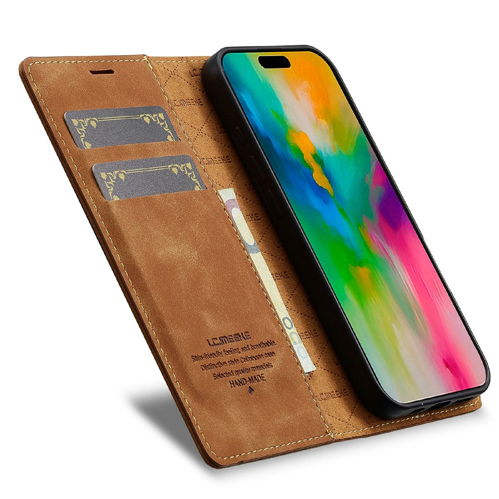 LC.IMEEKE For iPhone 17 Case Wallet Microfiber Leather Phone Cover