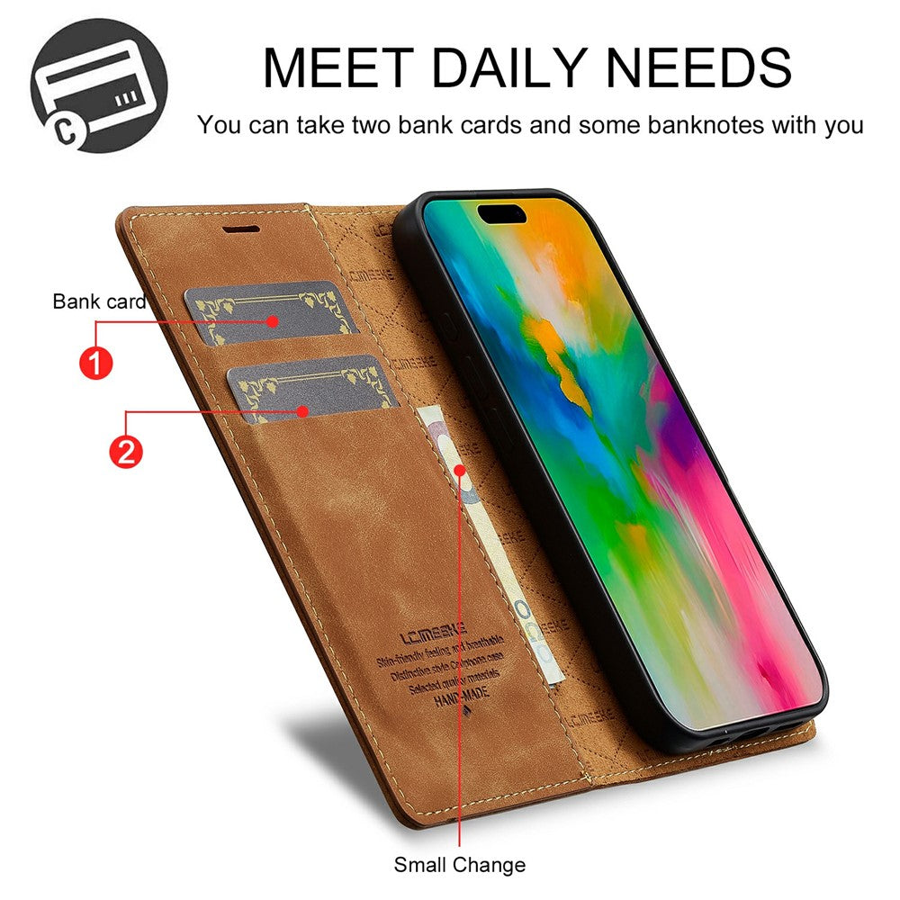 LC.IMEEKE For iPhone 17 Case Wallet Microfiber Leather Phone Cover