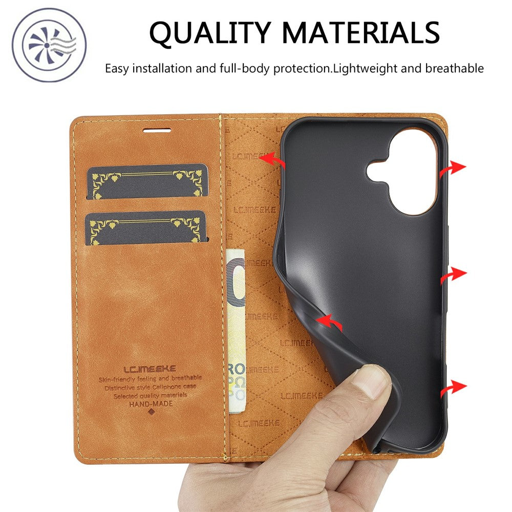 LC.IMEEKE For iPhone 17 Case Wallet Microfiber Leather Phone Cover