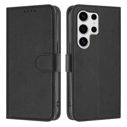 For Samsung Galaxy S25 Ultra Leather Case Solid Color Phone Cover with Wallet