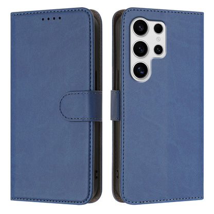 For Samsung Galaxy S25 Ultra Leather Case Solid Color Phone Cover with Wallet