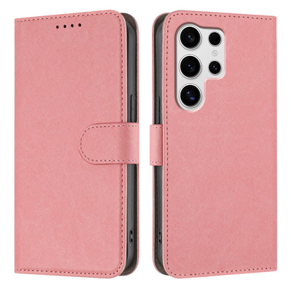 For Samsung Galaxy S25 Ultra Leather Case Solid Color Phone Cover with Wallet