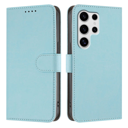 For Samsung Galaxy S25 Ultra Leather Case Solid Color Phone Cover with Wallet