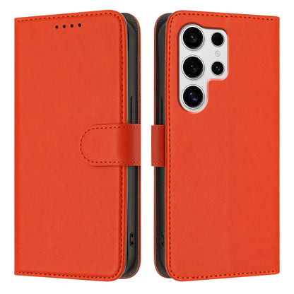 For Samsung Galaxy S25 Ultra Leather Case Solid Color Phone Cover with Wallet