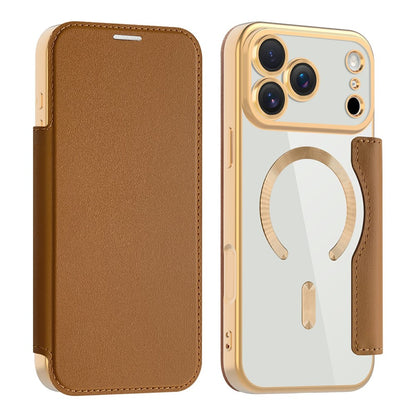 AMORUS For iPhone 17 Pro Case Compatible with MagSafe RFID Blocking Card Holder Leather Phone Cover