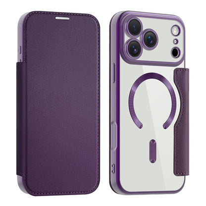 AMORUS For iPhone 17 Pro Case Compatible with MagSafe RFID Blocking Card Holder Leather Phone Cover