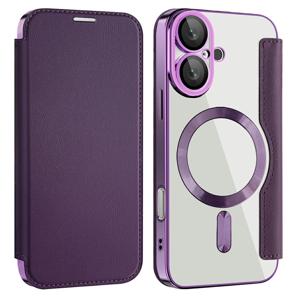 AMORUS For iPhone 16 Case Compatible with MagSafe RFID Blocking Card Holder Leather Phone Cover