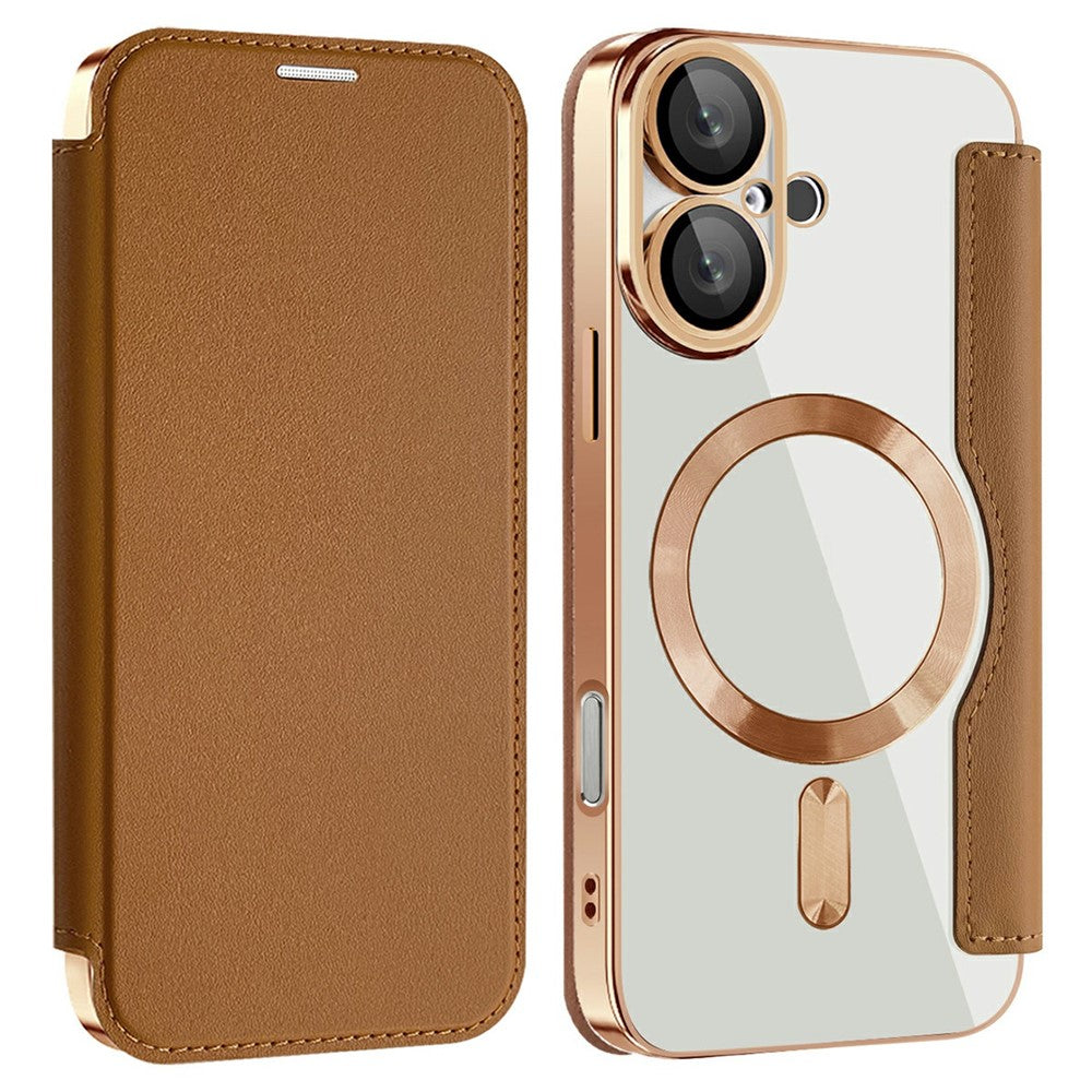 AMORUS For iPhone 16 Case Compatible with MagSafe RFID Blocking Card Holder Leather Phone Cover