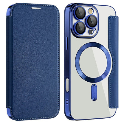 AMORUS For iPhone 16 Pro Case Compatible with MagSafe RFID Blocking Card Holder Leather Phone Cover