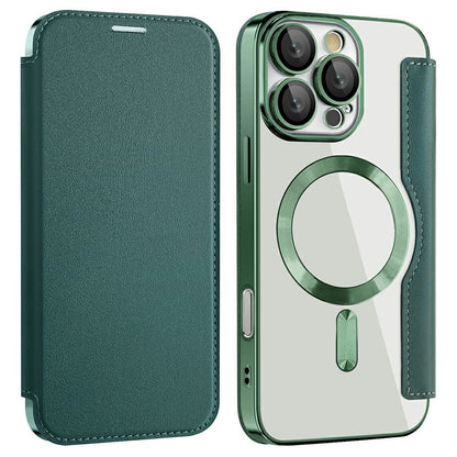 AMORUS For iPhone 16 Pro Max Case Compatible with MagSafe RFID Blocking Card Holder Leather Phone Cover