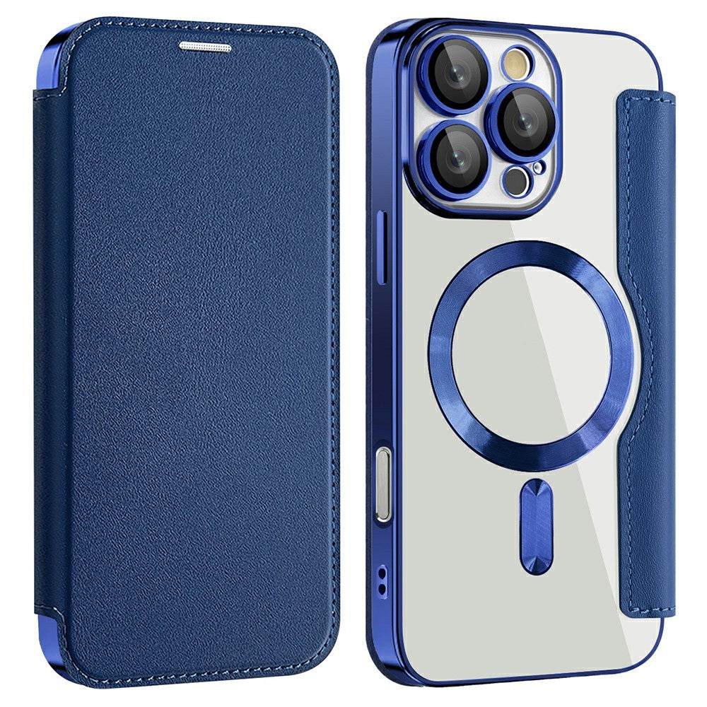AMORUS For iPhone 16 Pro Max Case Compatible with MagSafe RFID Blocking Card Holder Leather Phone Cover