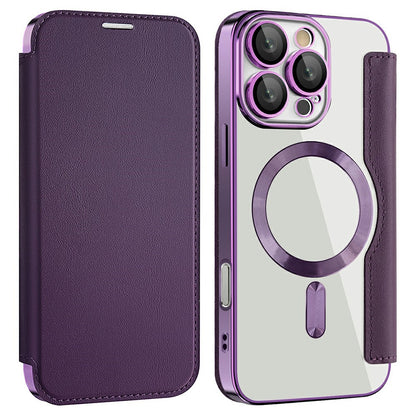 AMORUS For iPhone 16 Pro Max Case Compatible with MagSafe RFID Blocking Card Holder Leather Phone Cover