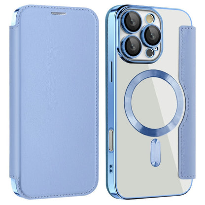 AMORUS For iPhone 16 Pro Max Case Compatible with MagSafe RFID Blocking Card Holder Leather Phone Cover