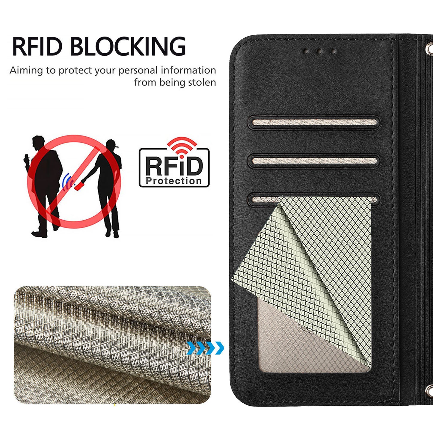 For iPhone 17e / 16e Case Panda Imprint RFID Blocking Wallet Leather Phone Cover with Wrist Strap