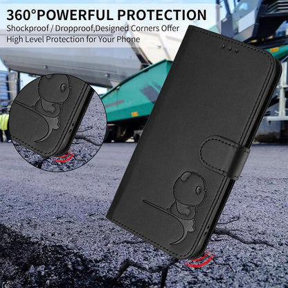 For iPhone 17e / 16e Case Panda Imprint RFID Blocking Wallet Leather Phone Cover with Wrist Strap