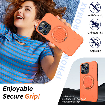 For iPhone 15 Pro Magnetic Case Rotating Kickstand TPU + PC Phone Cover