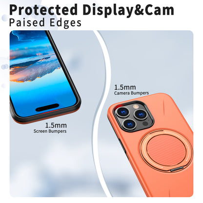 For iPhone 15 Pro Magnetic Case Rotating Kickstand TPU + PC Phone Cover