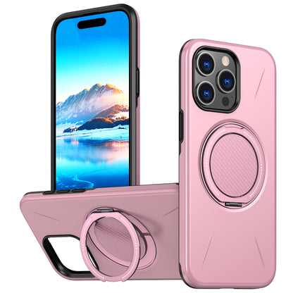 For iPhone 15 Pro Magnetic Case Rotating Kickstand TPU + PC Phone Cover