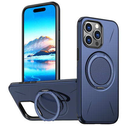 For iPhone 15 Pro Magnetic Case Rotating Kickstand TPU + PC Phone Cover