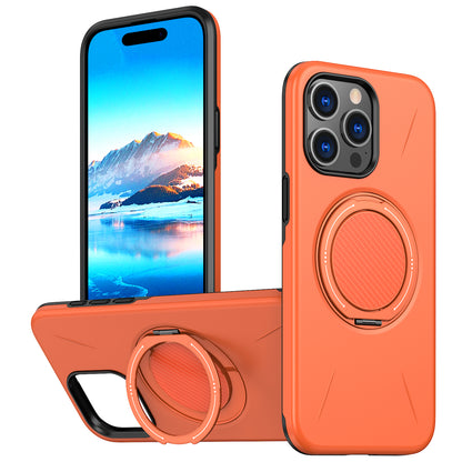 For iPhone 15 Pro Max Magnetic Case Rotating Kickstand TPU + PC Phone Cover