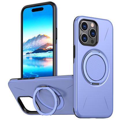 For iPhone 15 Pro Max Magnetic Case Rotating Kickstand TPU + PC Phone Cover