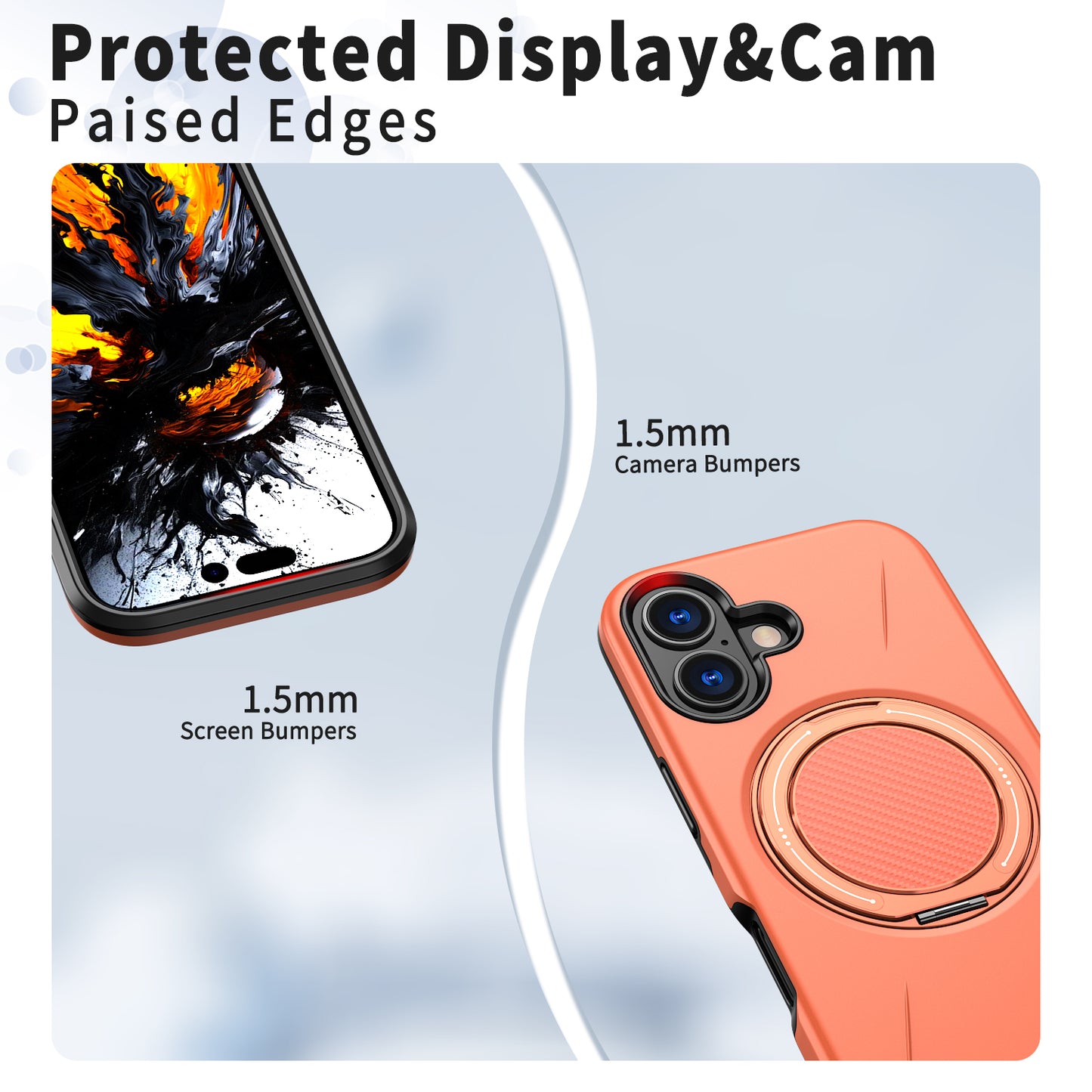 For iPhone 16 Magnetic Case Rotating Kickstand TPU + PC Phone Cover